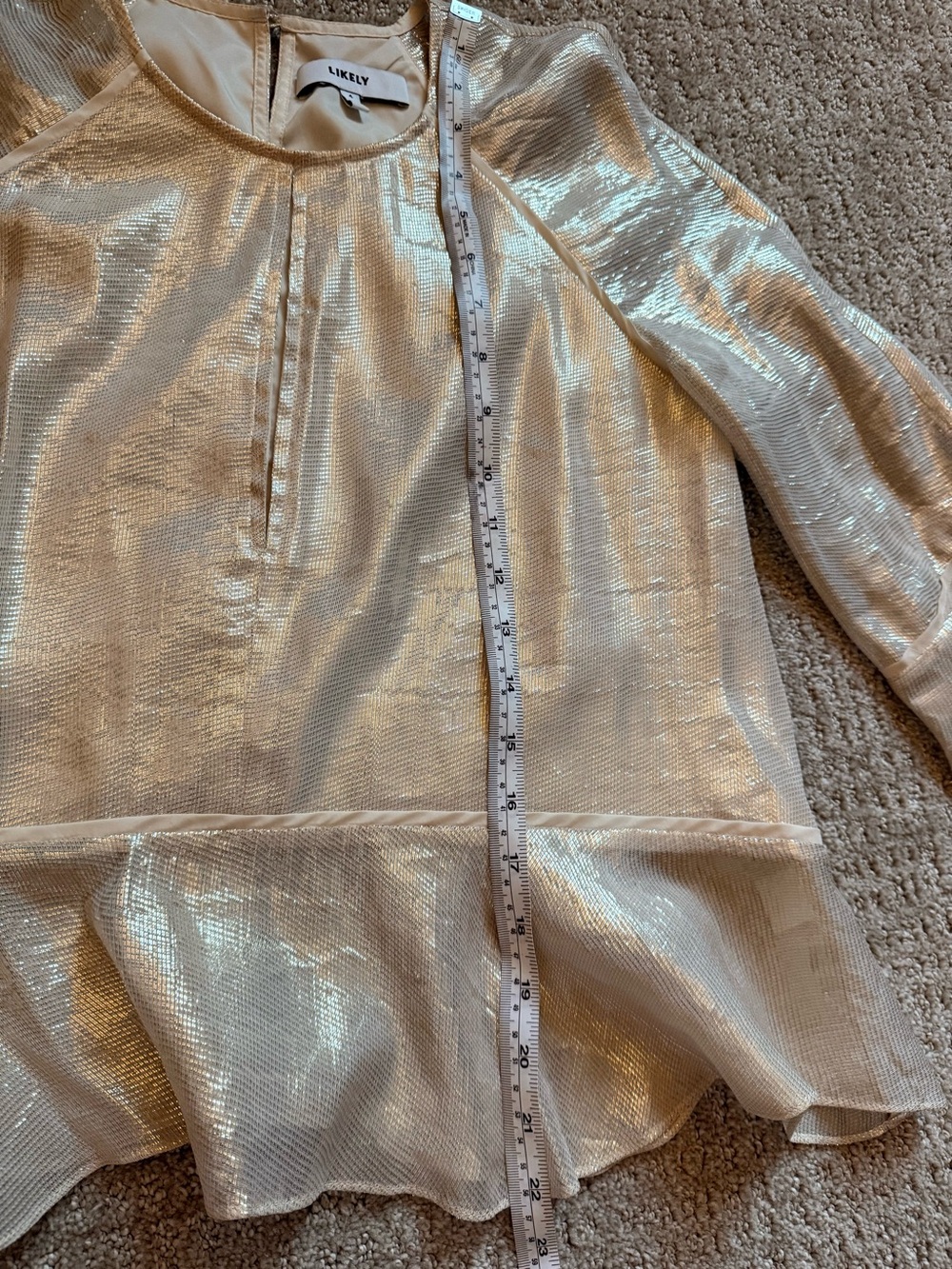 Likely Metallic Cream Ruffle Hem Top - Picture 5 of 5